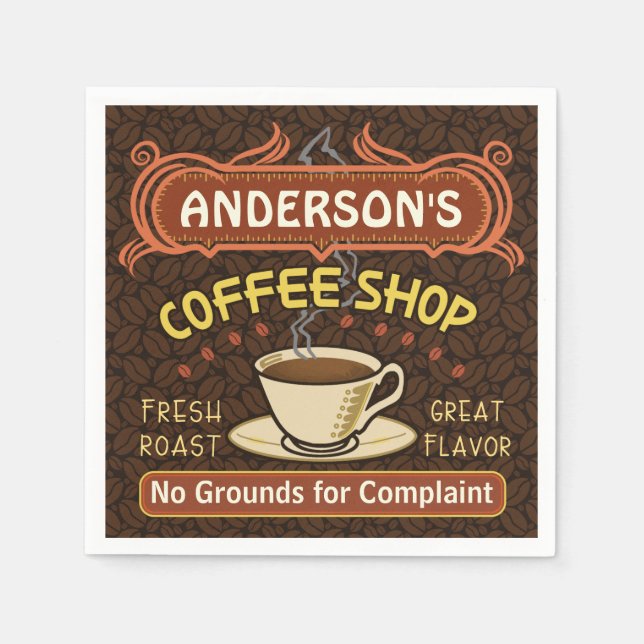 Serviettes Jetables Coffee shop with Mug Create Your Own Personalized (Devant)