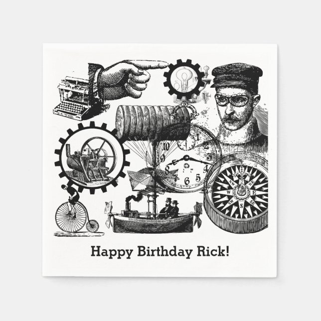 Serviettes Jetables Collage Steampunk #1 Par Artinspanted (Devant)