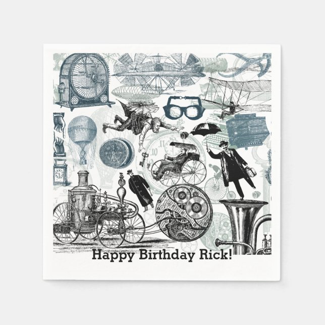 Serviettes Jetables Collage Steampunk #2 Par Artinspanted (Devant)