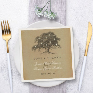 Serviettes Jetables Collection Vintage de Mariages d'Old Oak Tree