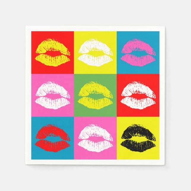 Serviettes Jetables Colorful lips (Devant)
