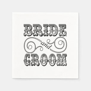 Serviettes Jetables Conception de mariée et de chambre en noir et blan