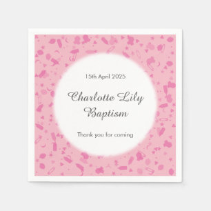 Serviettes Jetables Confettis Rose Bébé Baptême