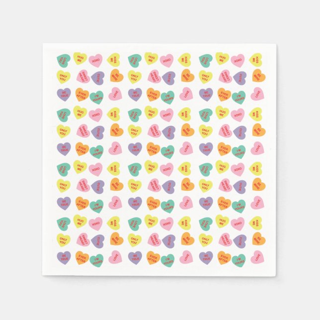Serviettes Jetables Conversation Coeurs bonbons Papier serviettes (Devant)