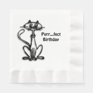 Serviettes Jetables Cool Chat Purr Fect Anniversaire