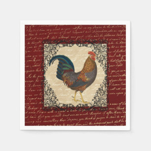 Serviettes Jetables Coq vintage rouge