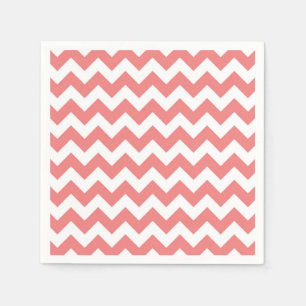 Serviettes Jetables Corail clair blanc Chevron Zig-Zag Motif