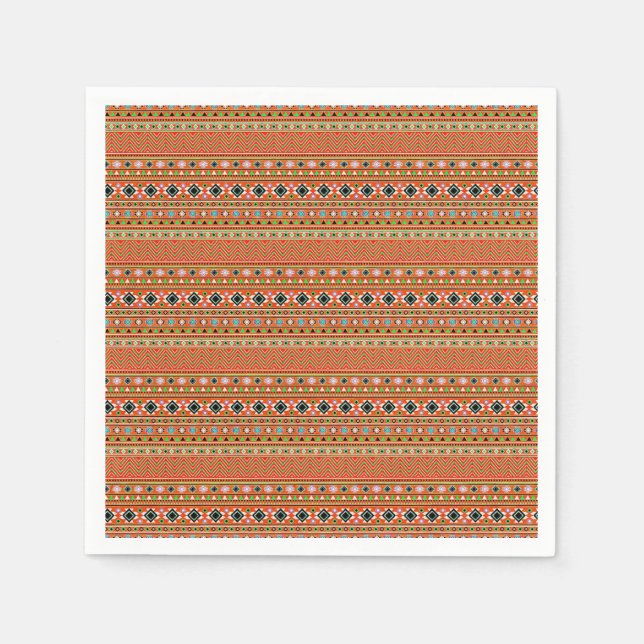 Serviettes Jetables Coral Aztec Style Sud-Ouest Motif (Devant)