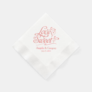 Serviettes Jetables Coral Love is Sweet Candy Dessert Buffet Mariage
