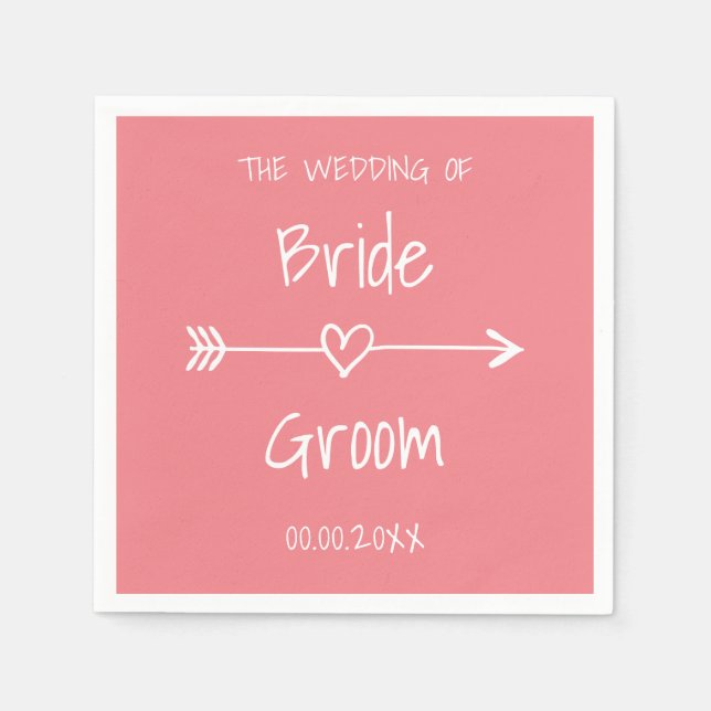 Serviettes Jetables Coral rose bohème style mariage serviettes (Devant)