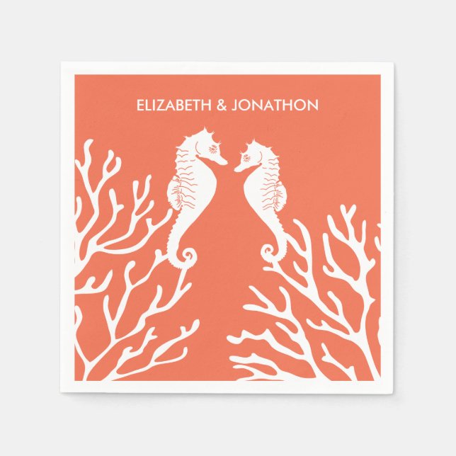 Serviettes Jetables Coral Seahorse (Devant)