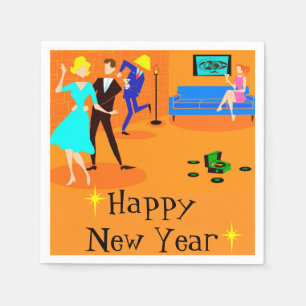 Serviettes Jetables Corbeille de cocktails Retro Disposable