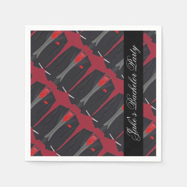 Serviettes Jetables Costume noir homme personnalisé et serviettes de C (Devant)