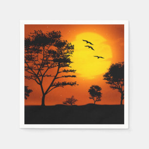 Serviettes Jetables Coucher de soleil africain