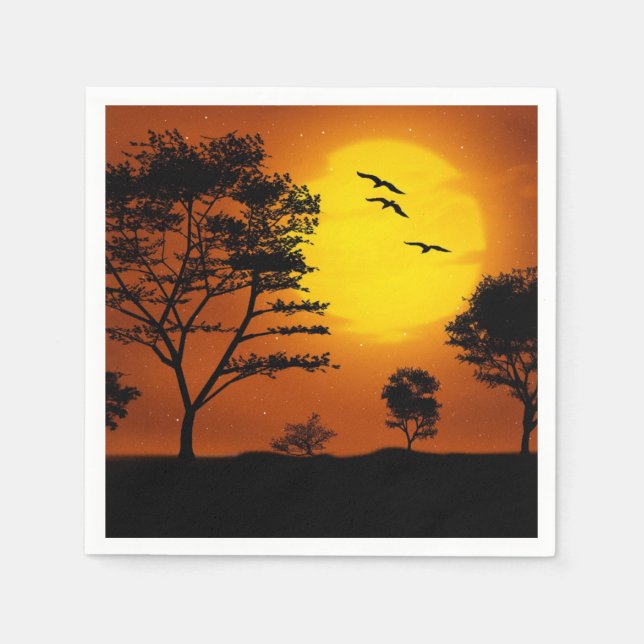 Serviettes Jetables Coucher de soleil africain (Devant)
