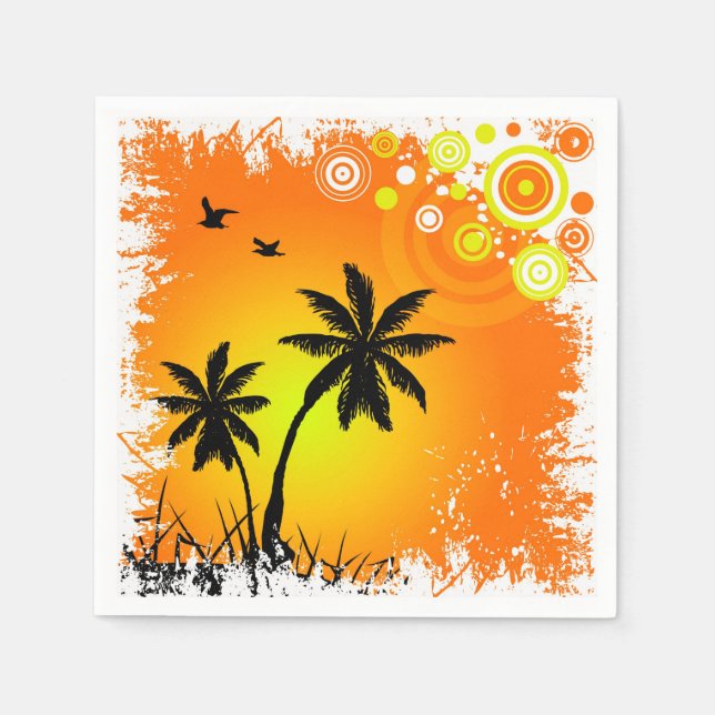Serviettes Jetables Coucher de soleil tropical (Devant)