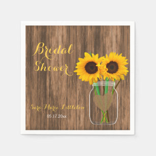 Serviettes Jetables Country Sunflower Mason Jar Fête des mariées