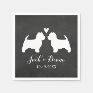 Serviettes Jetables Couple de mariage Westies avec texte personnalisé