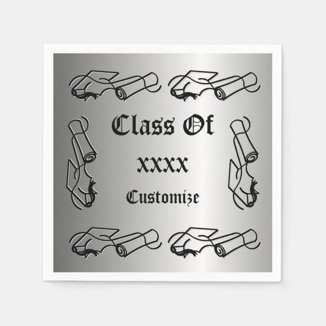 Serviettes Jetables Cours de Casquette et de diplôme personnalisé serv (Devant)