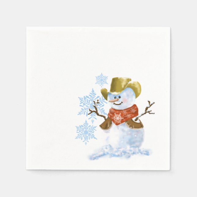 Serviettes Jetables Cowboy Snowman Papier Napkin (Devant)