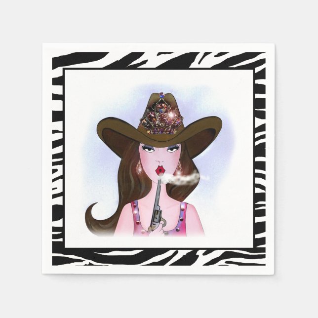 Serviettes Jetables "Cowgirl Diva" (Devant)