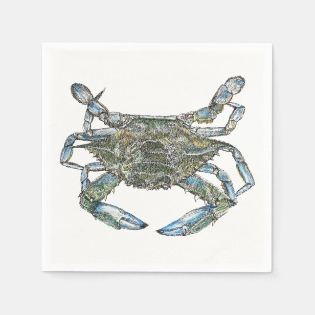 Serviettes Jetables Crabe bleu (Devant)