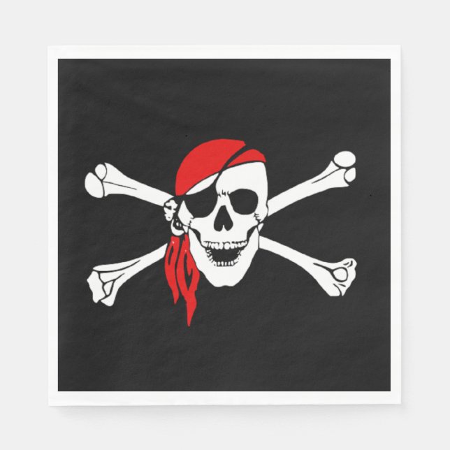 Serviettes Jetables Crâne et os croisés du pirate (Devant)