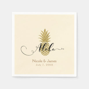Serviettes Jetables Crème de Ananas Doré Élégance Tropicale de Mariage