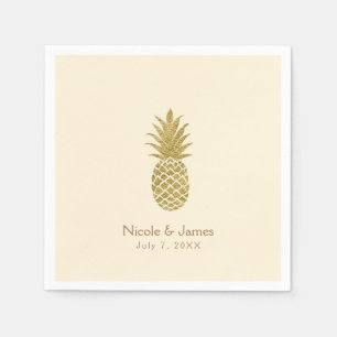 Serviettes Jetables Crème de Ananas Doré Élégance Tropicale de Mariage