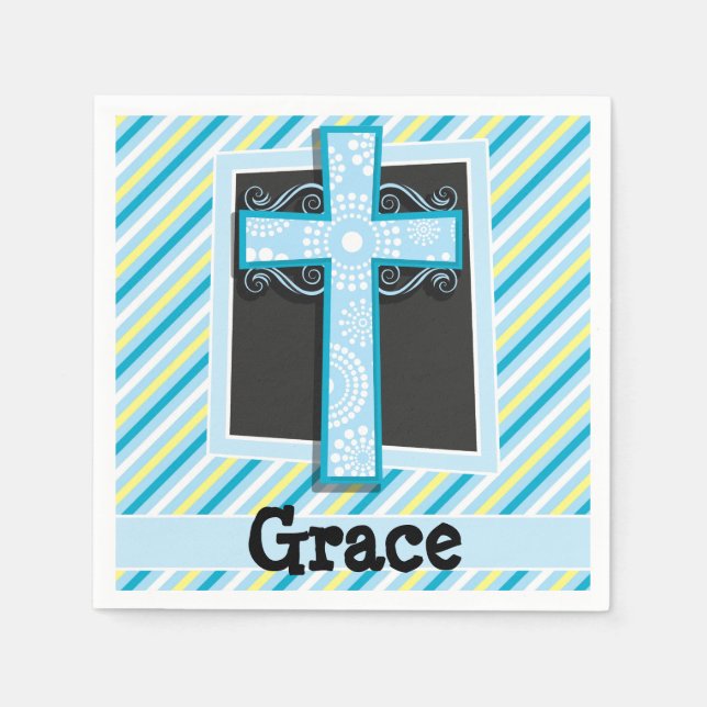 Serviettes Jetables Croix Bleue, Bleue et Jaune (Devant)