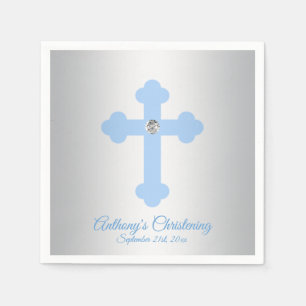 Serviettes Jetables Croix de garçon bleu Pastel personnalisé CHRISTENI