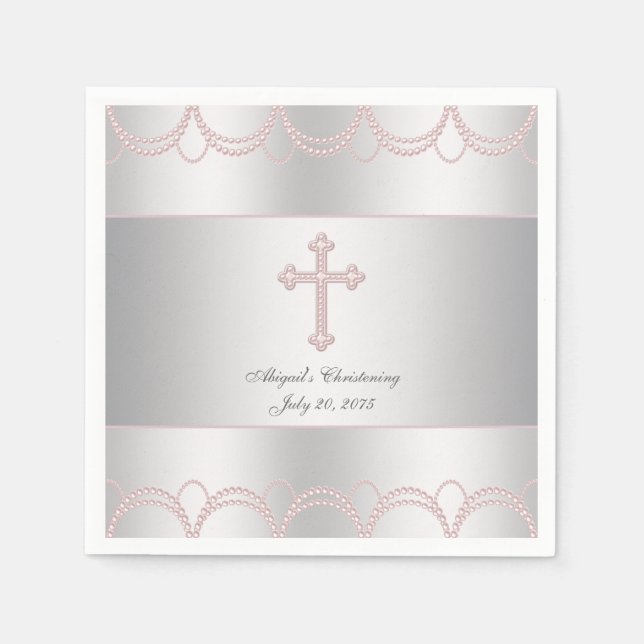 Serviettes Jetables Croix rose (Devant)