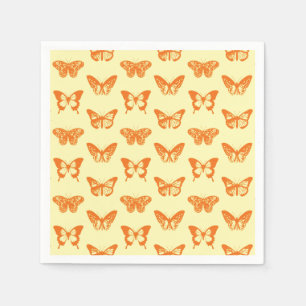 Serviettes Jetables Croquis papillon, jaune et orange