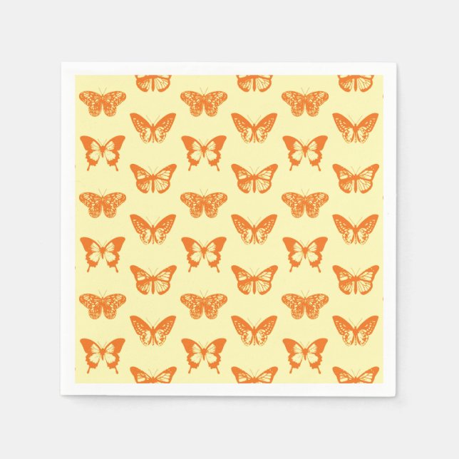 Serviettes Jetables Croquis papillon, jaune et orange (Devant)