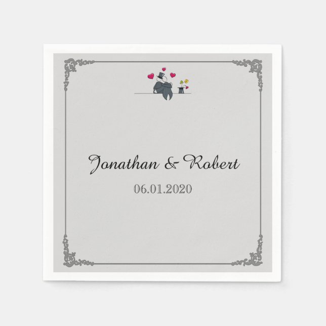 Serviettes Jetables Cuisine Deux Pièces Cartoon Gay Mariage Napkin (Devant)