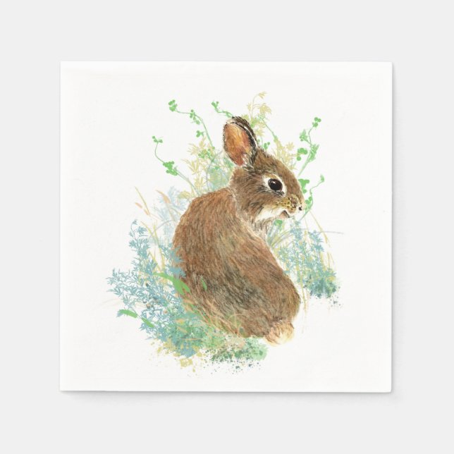 Serviettes Jetables Cute aquarelle lapin lapin Art animal lapin (Devant)