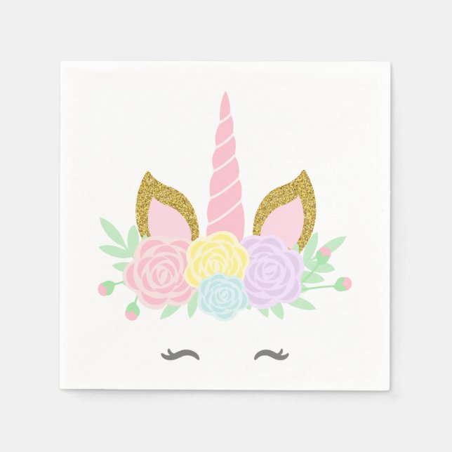 Serviettes Jetables Cute Baby shower Unicorne serviettes (Devant)