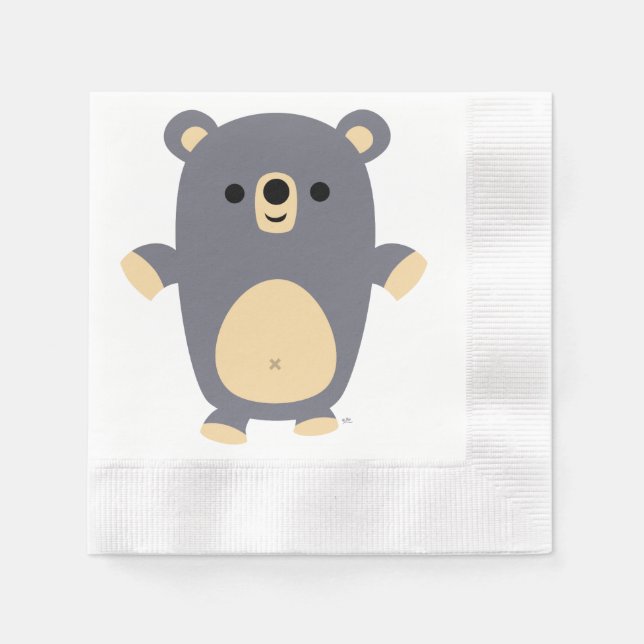 Serviettes Jetables Cute Big Blue Cartoon Papier d'Ours Napkins (Devant)