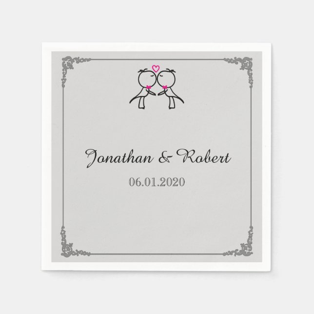 Serviettes Jetables Cute Deux Pièces Baiser Mariage Gay Napkin (Devant)