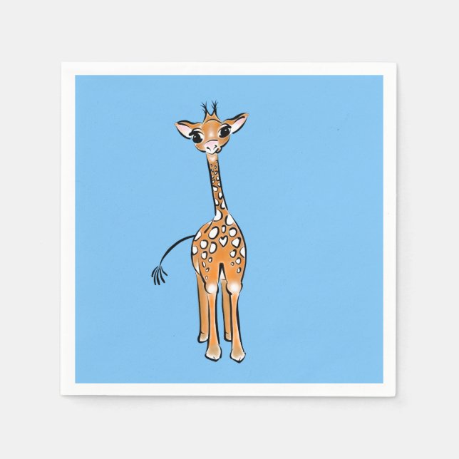 Serviettes Jetables Cute Giraffe drawing, safari animals (Devant)