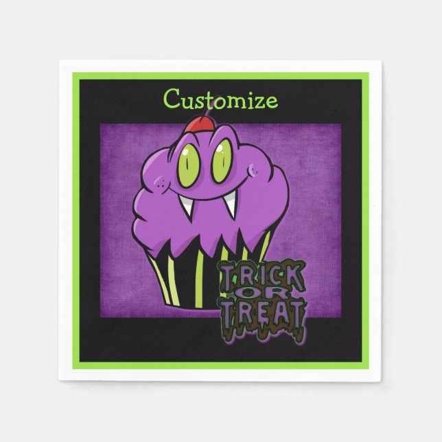 Serviettes Jetables Cute Halloween violet Vampire Cupcake Napkins (Devant)