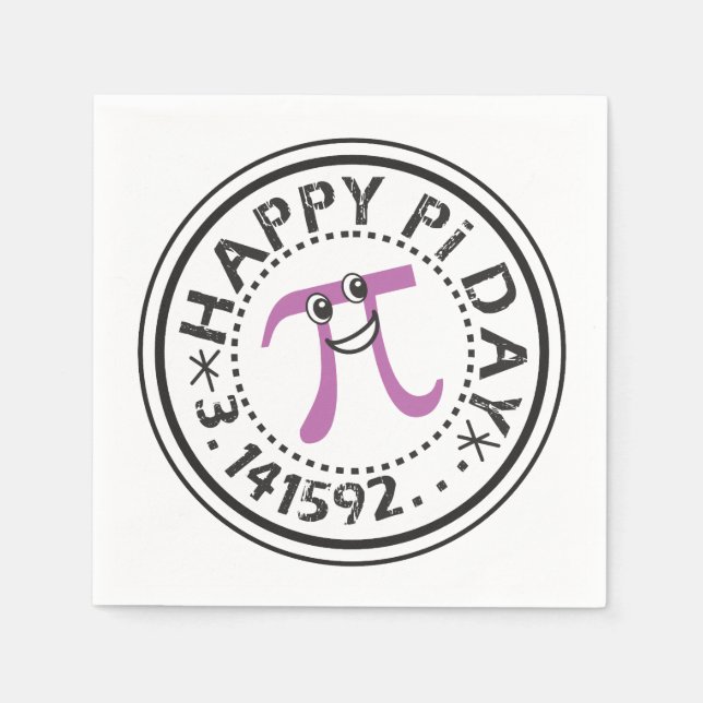 Serviettes Jetables Cute Happy Pi Day Papier Napkins (Devant)