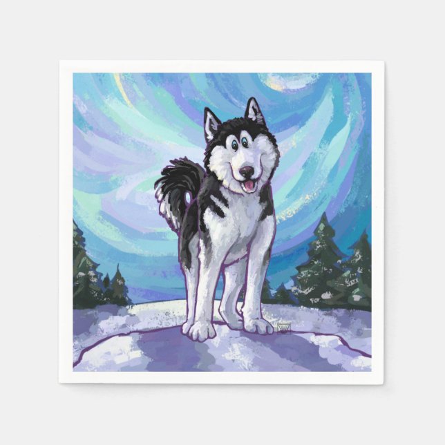 Serviettes Jetables Cute Husky (Devant)
