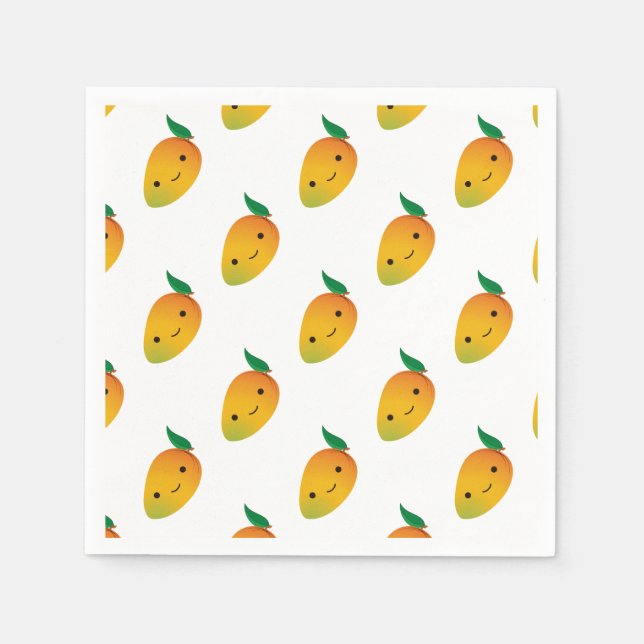 Serviettes Jetables Cute Kawaii Mango souriant (Devant)