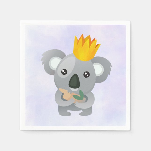 Serviettes Jetables Cute Koala dans une couronne d'or (Devant)