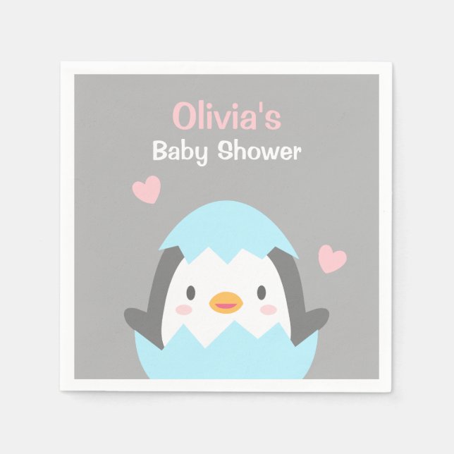 Serviettes Jetables Cute Little Penguin Baby shower Party (Devant)