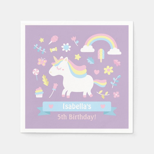 Serviettes Jetables Cute Little Unicorn Girls Birthday Party Fournitur (Devant)