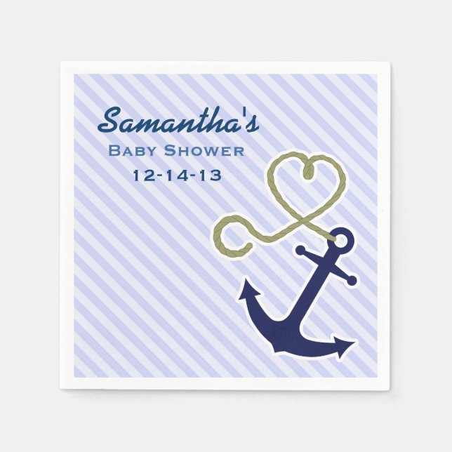 Serviettes Jetables Cute Nautical Ancre Baby shower garçon personnalis (Devant)