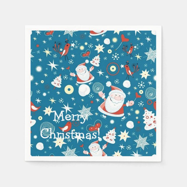 Serviettes Jetables Cute Noël Père Noël Motif serviettes (Devant)