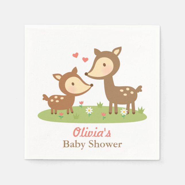 Serviettes Jetables Cute Woodland Deer Baby shower Party Fournitures (Devant)